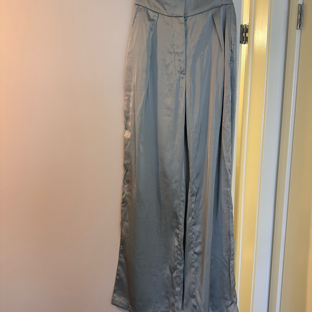 Abercrombie Satin-y Gray Wide-Leg Pants